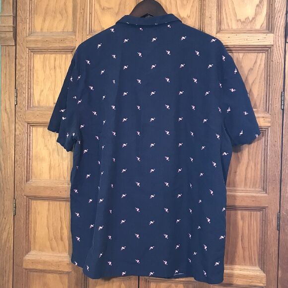 33 Revolutions Flamingo Shirt Men's size XL Button Down Navy & Pink Short Sleeve - Picture 5 of 8